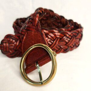 LOFT Brown Leather Braided Belt – Size Medium